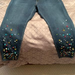 skinny jeans with multi colored sequins